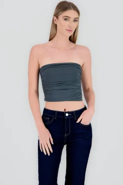 Shasa Drapped Strapless Tube Top