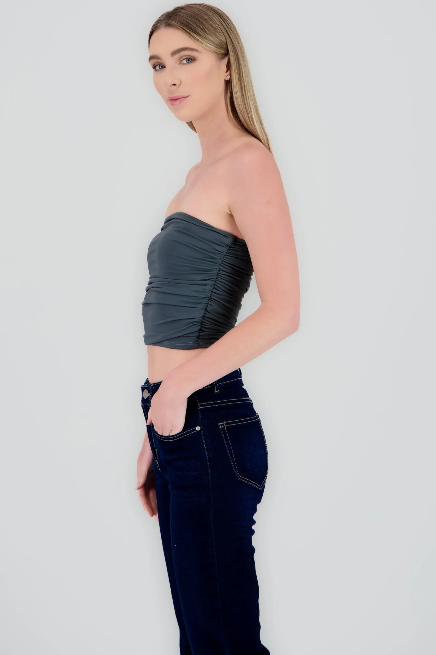 Shasa Drapped Strapless Tube Top