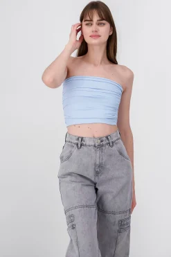 Shasa Drapped Strapless Tube Top
