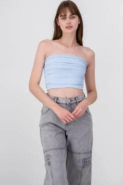 Shasa Drapped Strapless Tube Top