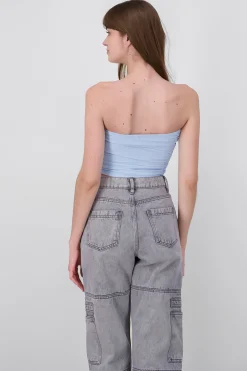 Shasa Drapped Strapless Tube Top
