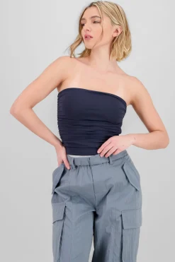 Shasa Drapped Strapless Tube Top