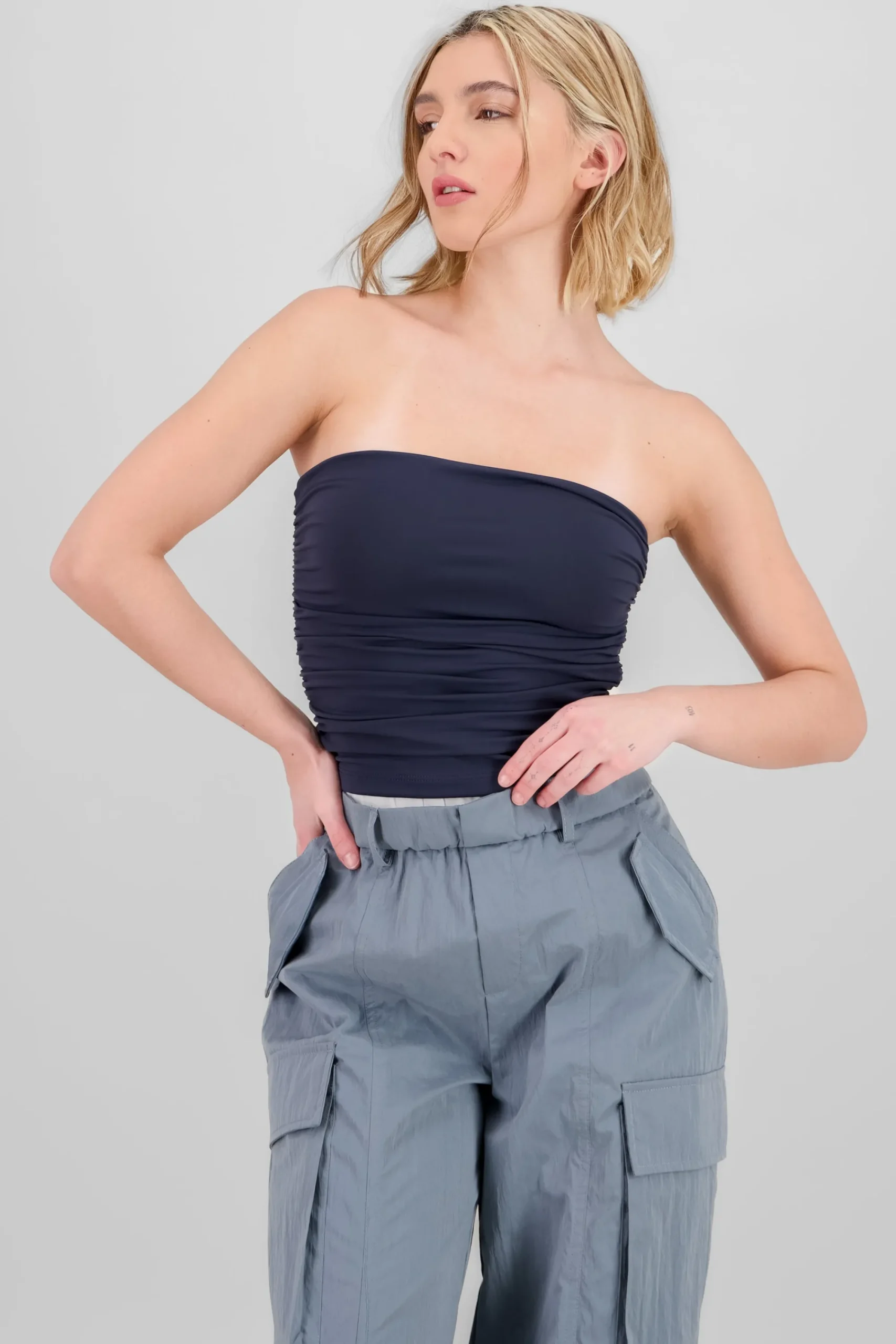 Shasa Drapped Strapless Tube Top