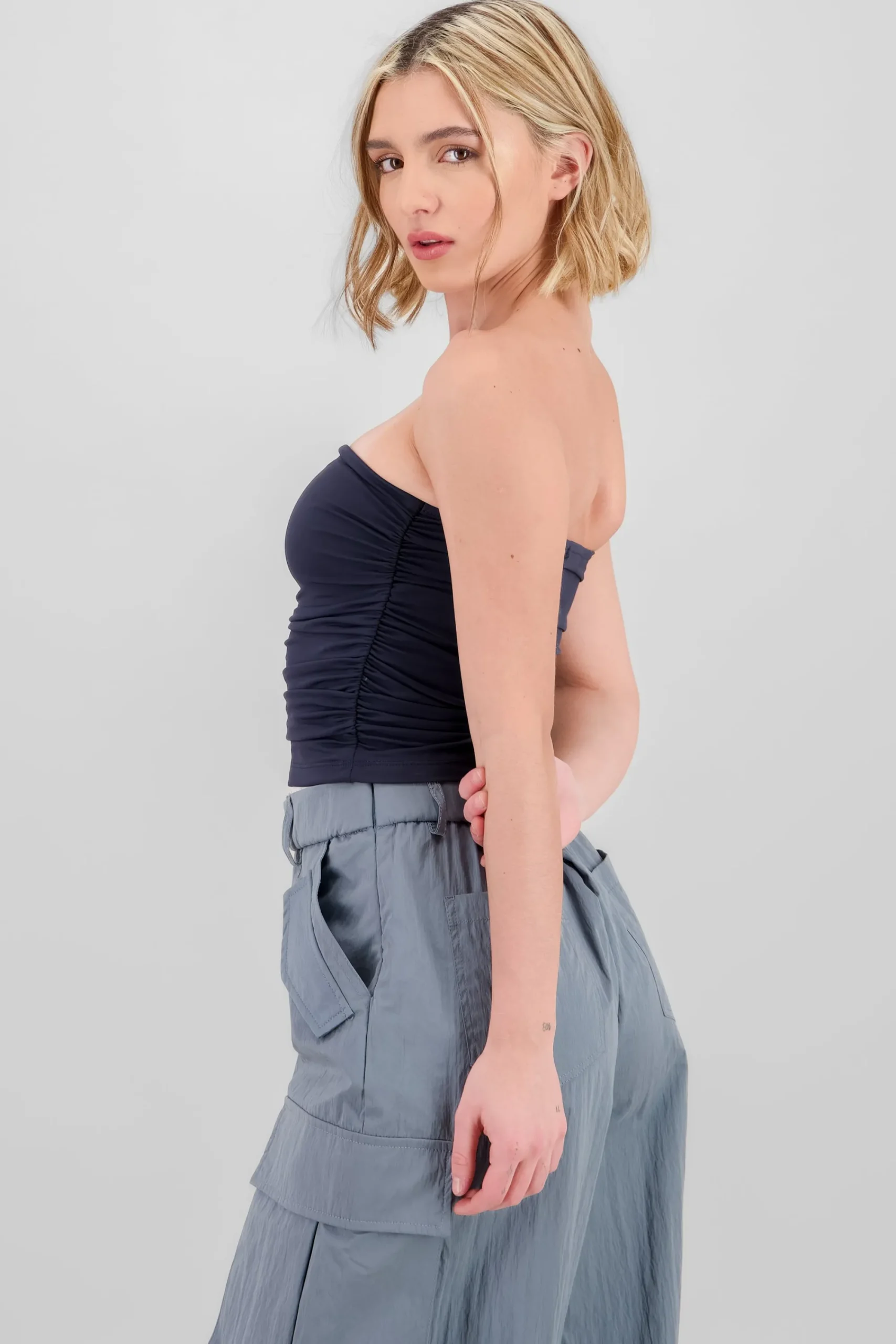 Shasa Drapped Strapless Tube Top