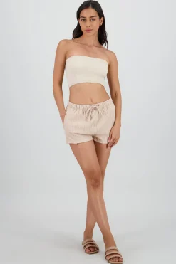 Shasa Drawstring Textured Shorts
