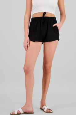Shasa Drawstring Textured Shorts