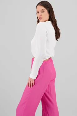 Shasa Elastic Hem Button Up Shirt