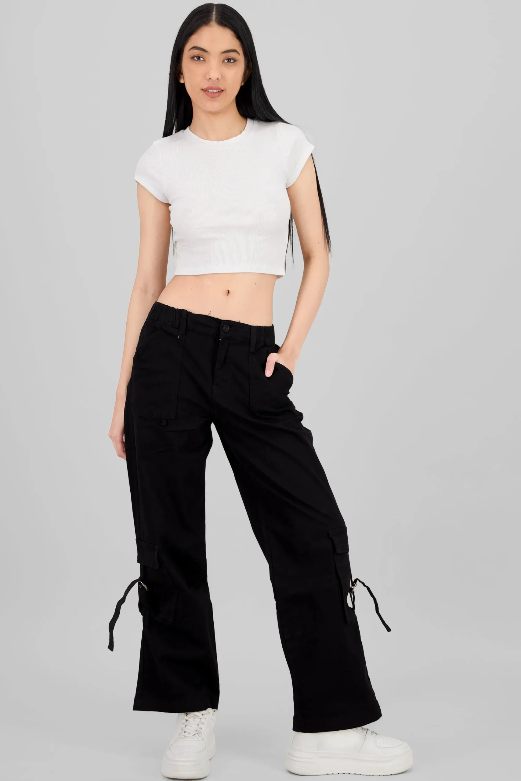 Shasa Elastic Waistband Cargo Pants