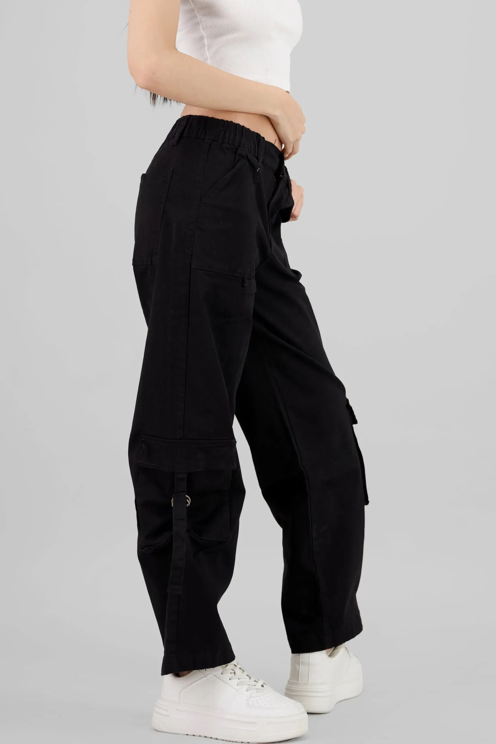 Shasa Elastic Waistband Cargo Pants