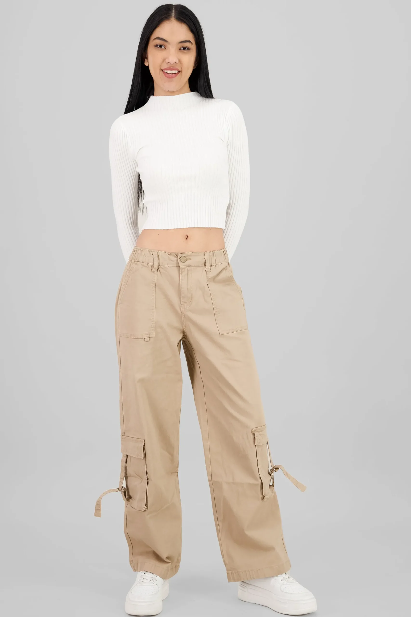 Shasa Elastic Waistband Cargo Pants