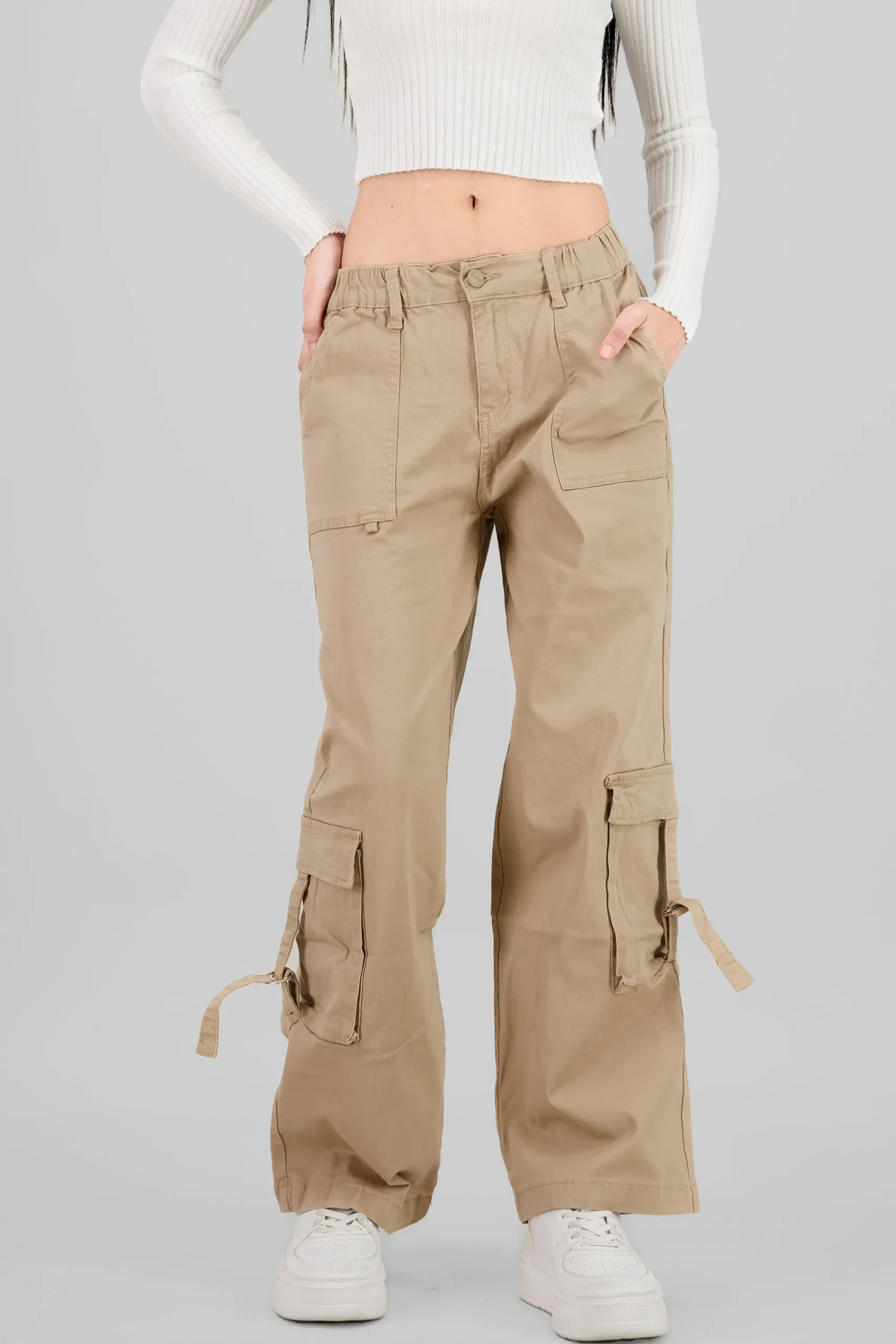 Shasa Elastic Waistband Cargo Pants