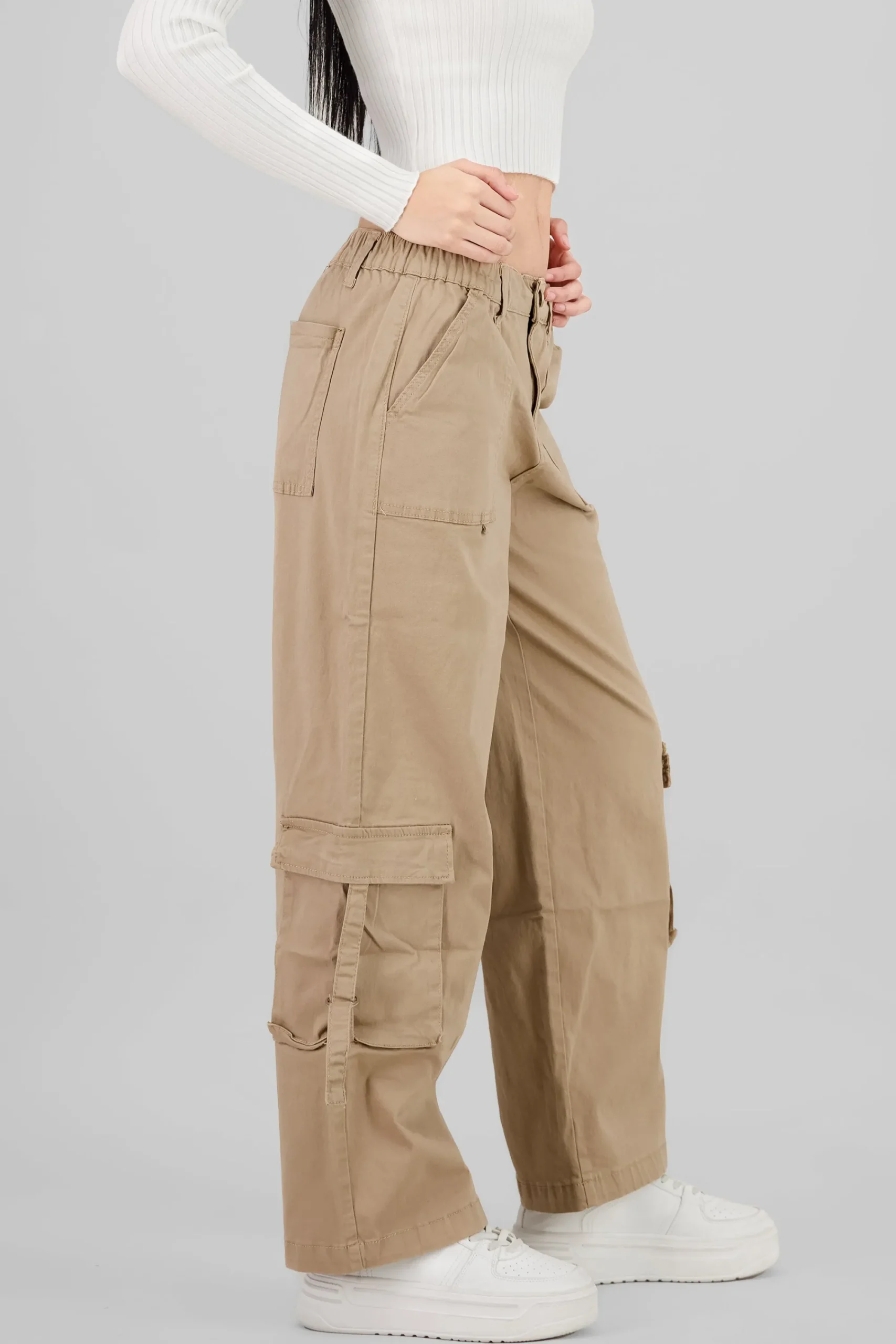 Shasa Elastic Waistband Cargo Pants