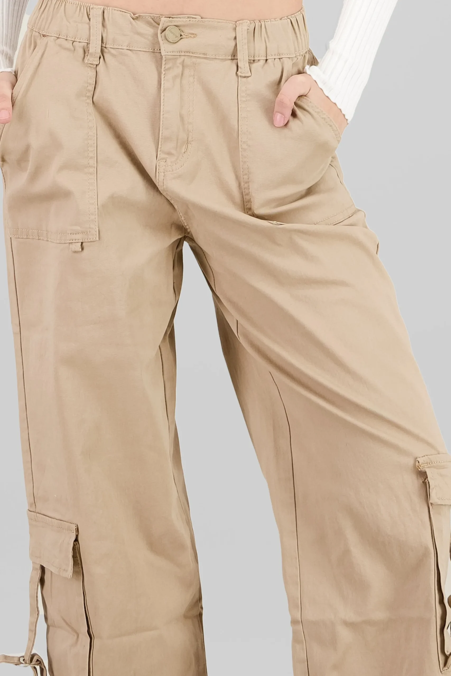 Shasa Elastic Waistband Cargo Pants