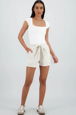 Shasa Elastic Waistband Mini Shorts