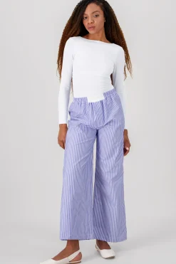 Shasa Elastic Waistband Striped Pants