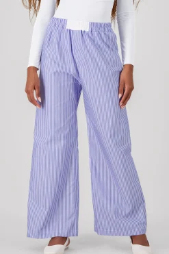 Shasa Elastic Waistband Striped Pants