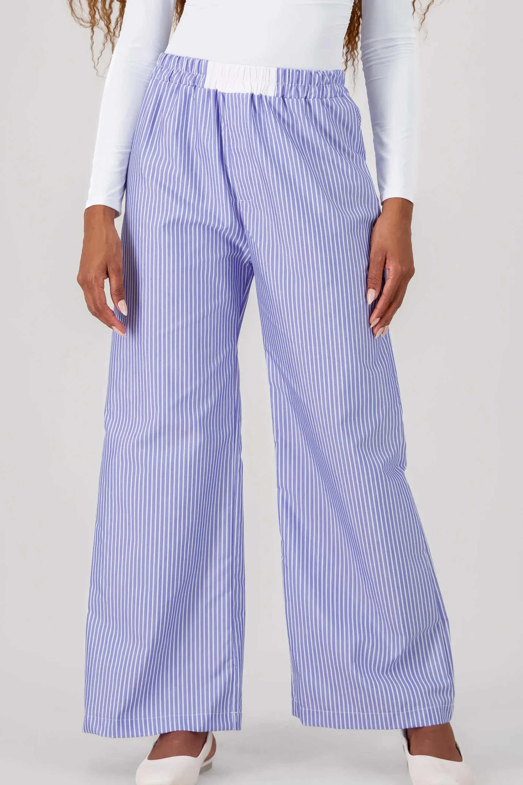 Shasa Elastic Waistband Striped Pants
