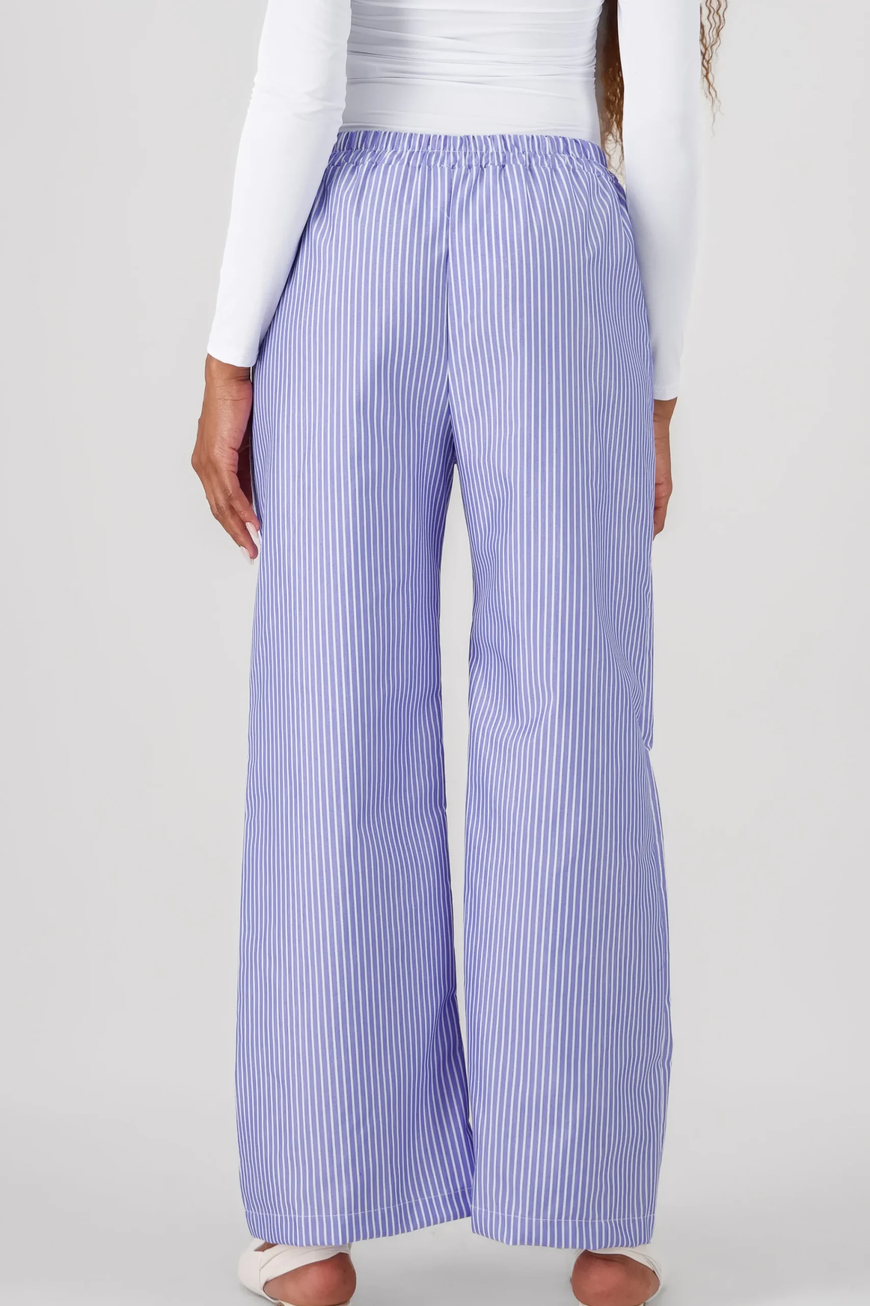 Shasa Elastic Waistband Striped Pants