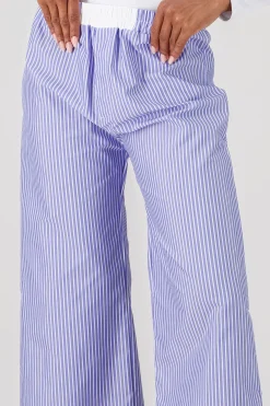Shasa Elastic Waistband Striped Pants