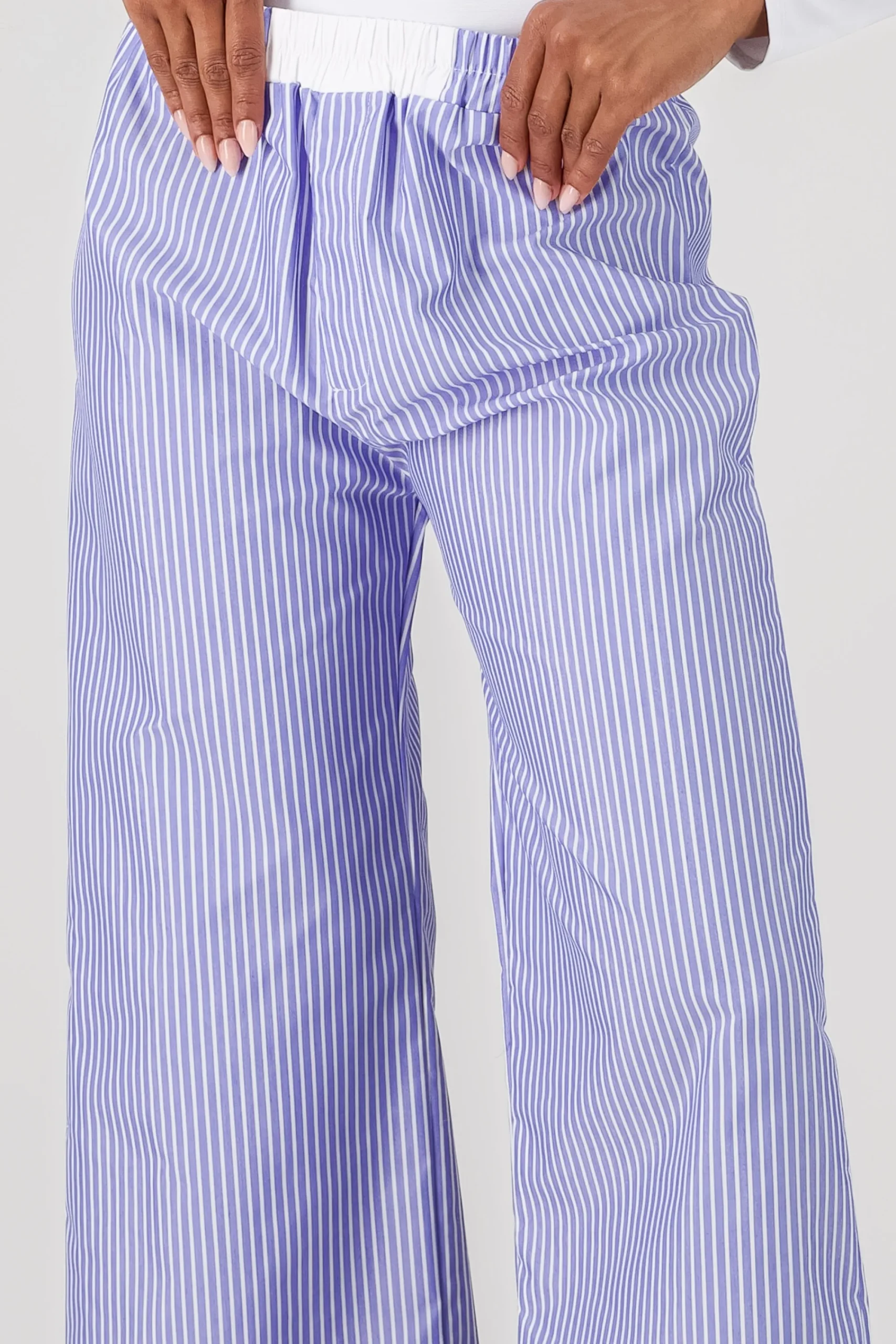 Shasa Elastic Waistband Striped Pants