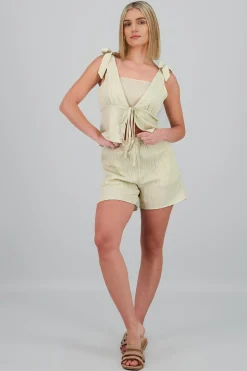 Shasa Elastic Waistband Textured Shorts