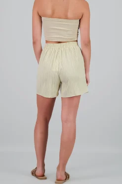 Shasa Elastic Waistband Textured Shorts