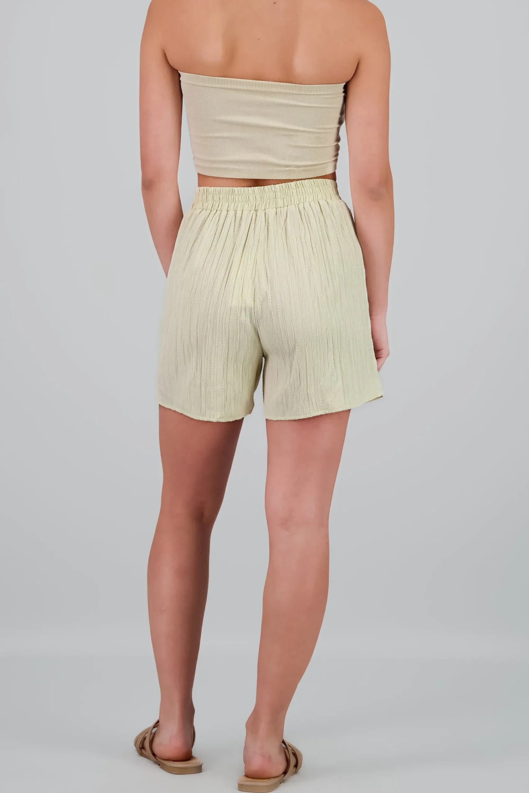 Shasa Elastic Waistband Textured Shorts