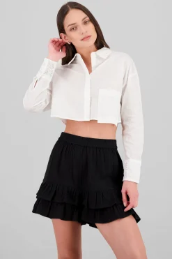 Shasa Embroidered Detail Cropped Shirt