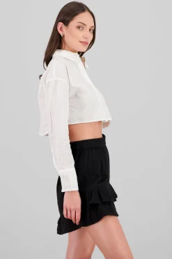 Shasa Embroidered Detail Cropped Shirt