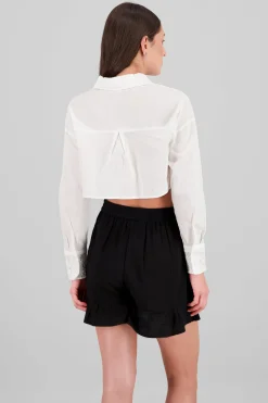 Shasa Embroidered Detail Cropped Shirt