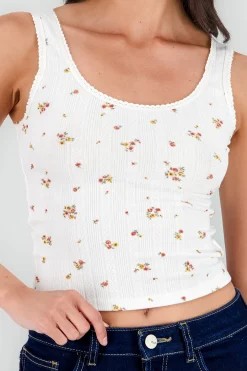 Shasa Embroidered Floral Knit Top with Straps