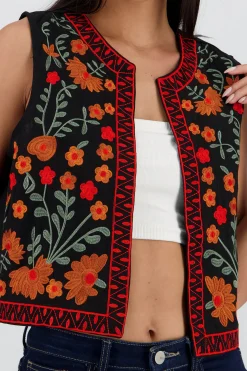 Shasa Embroidered Floral Vest