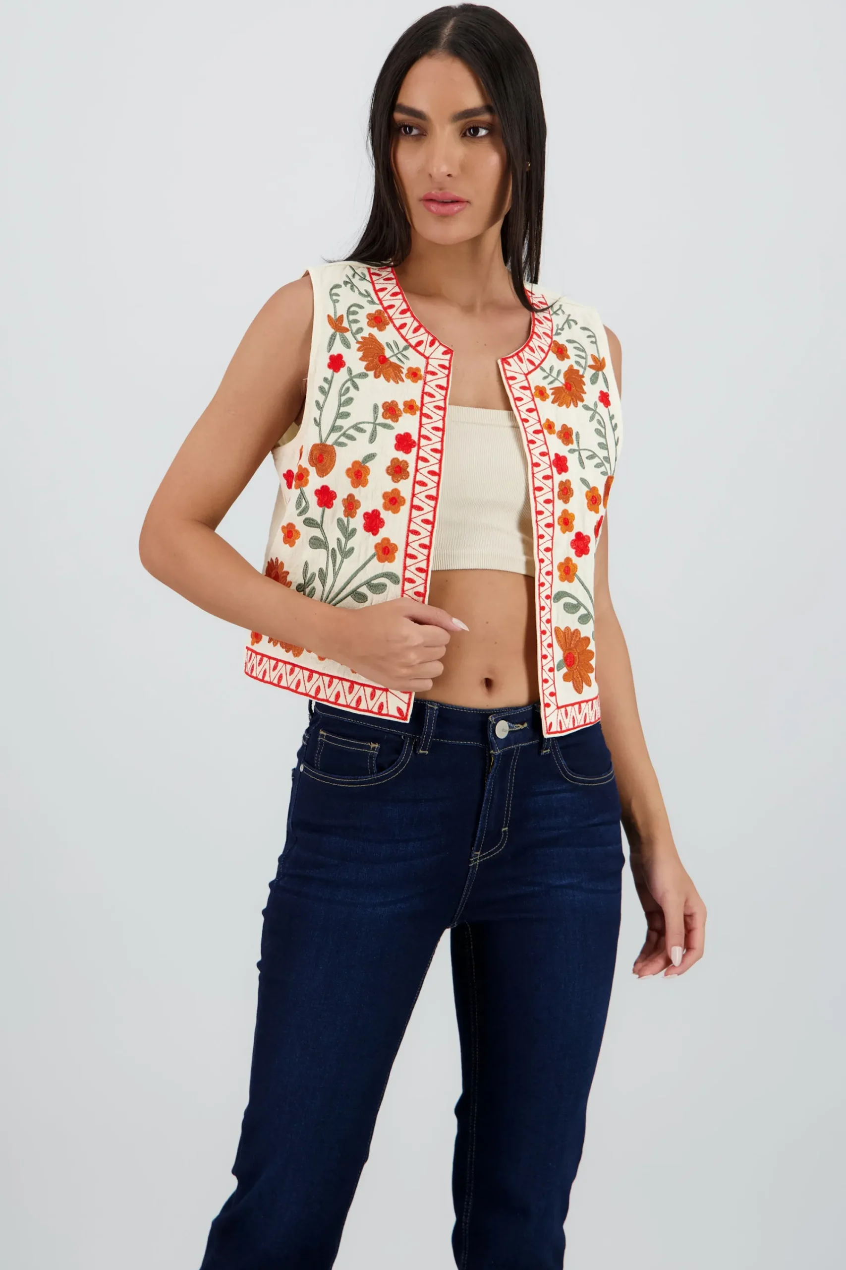 Shasa Embroidered Floral Vest