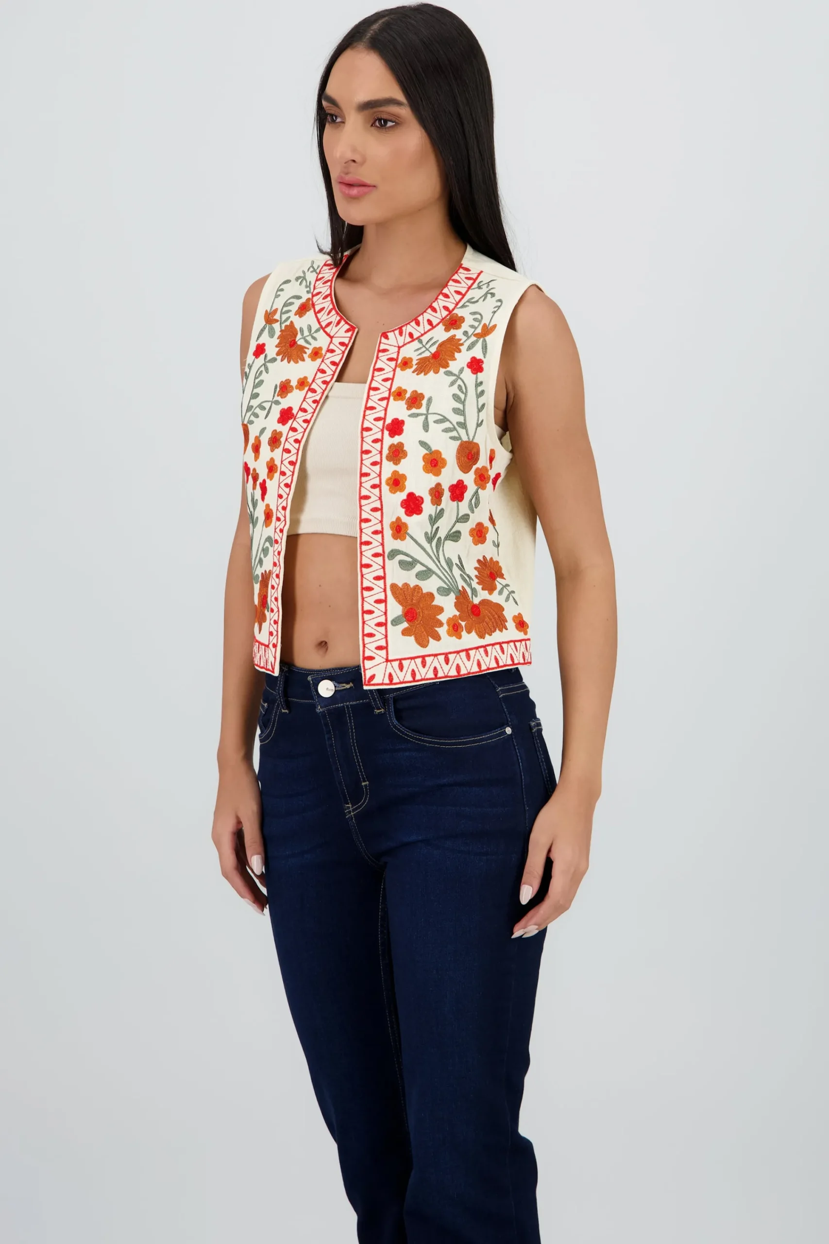 Shasa Embroidered Floral Vest