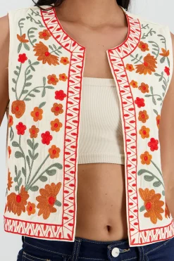Shasa Embroidered Floral Vest