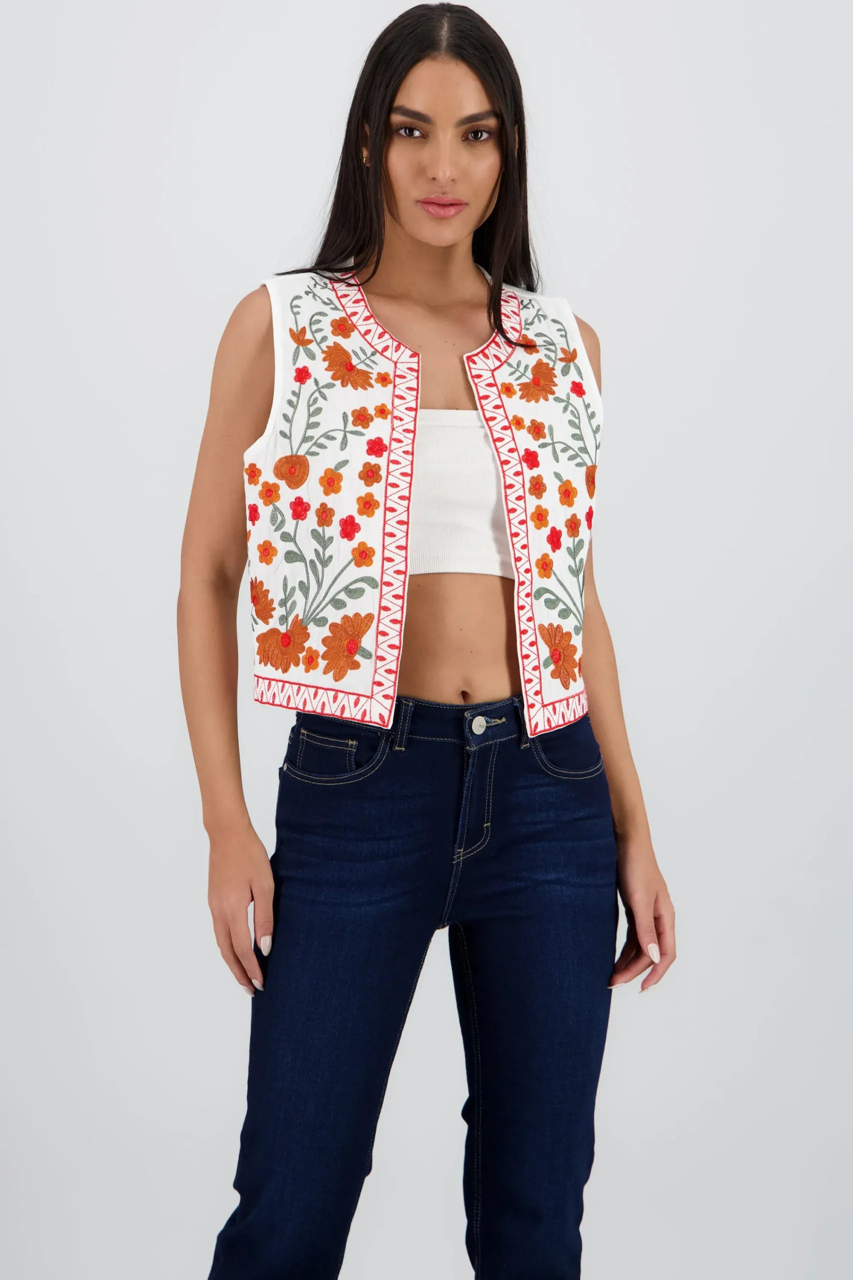 Shasa Embroidered Floral Vest