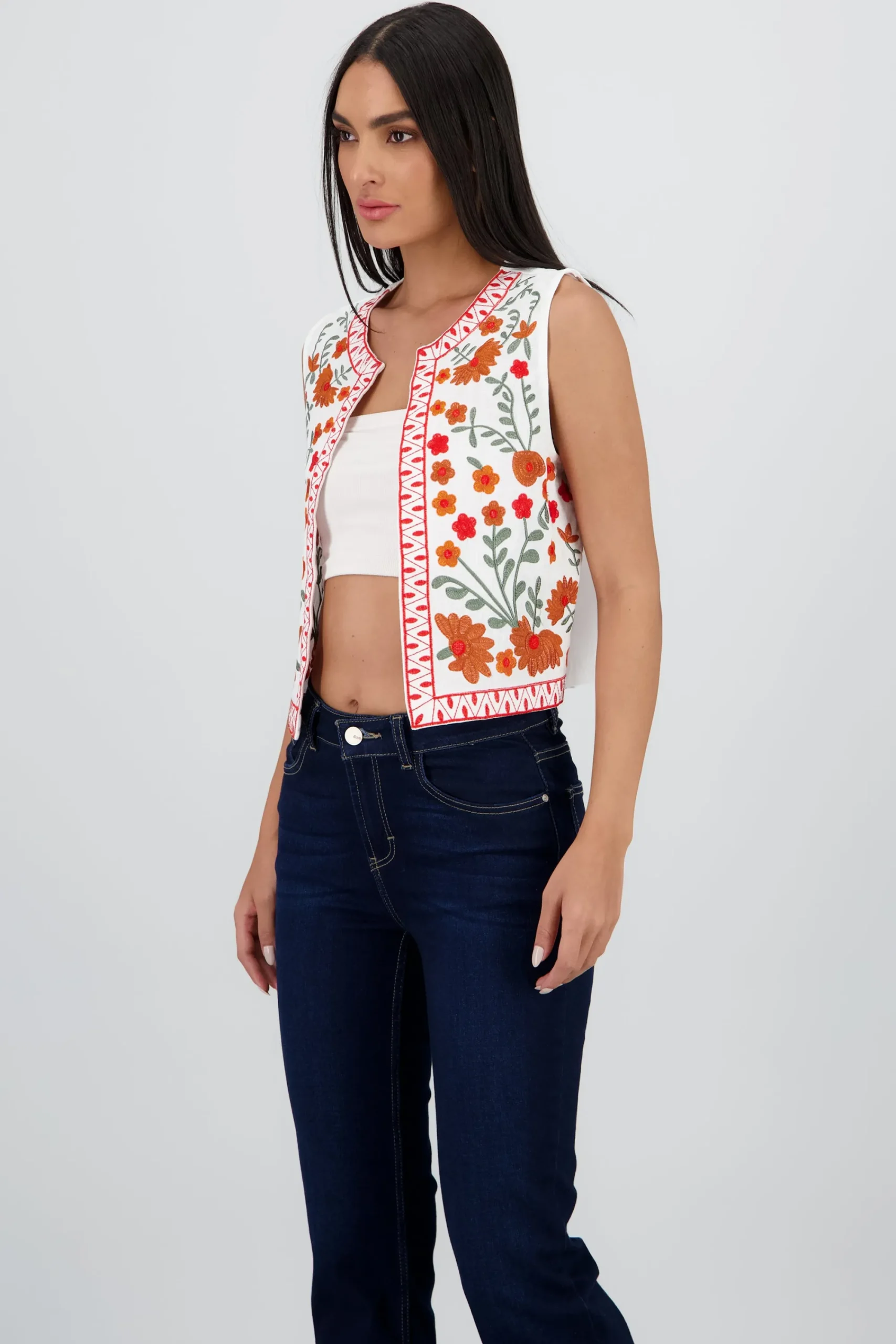 Shasa Embroidered Floral Vest