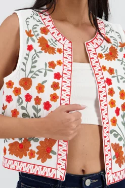 Shasa Embroidered Floral Vest