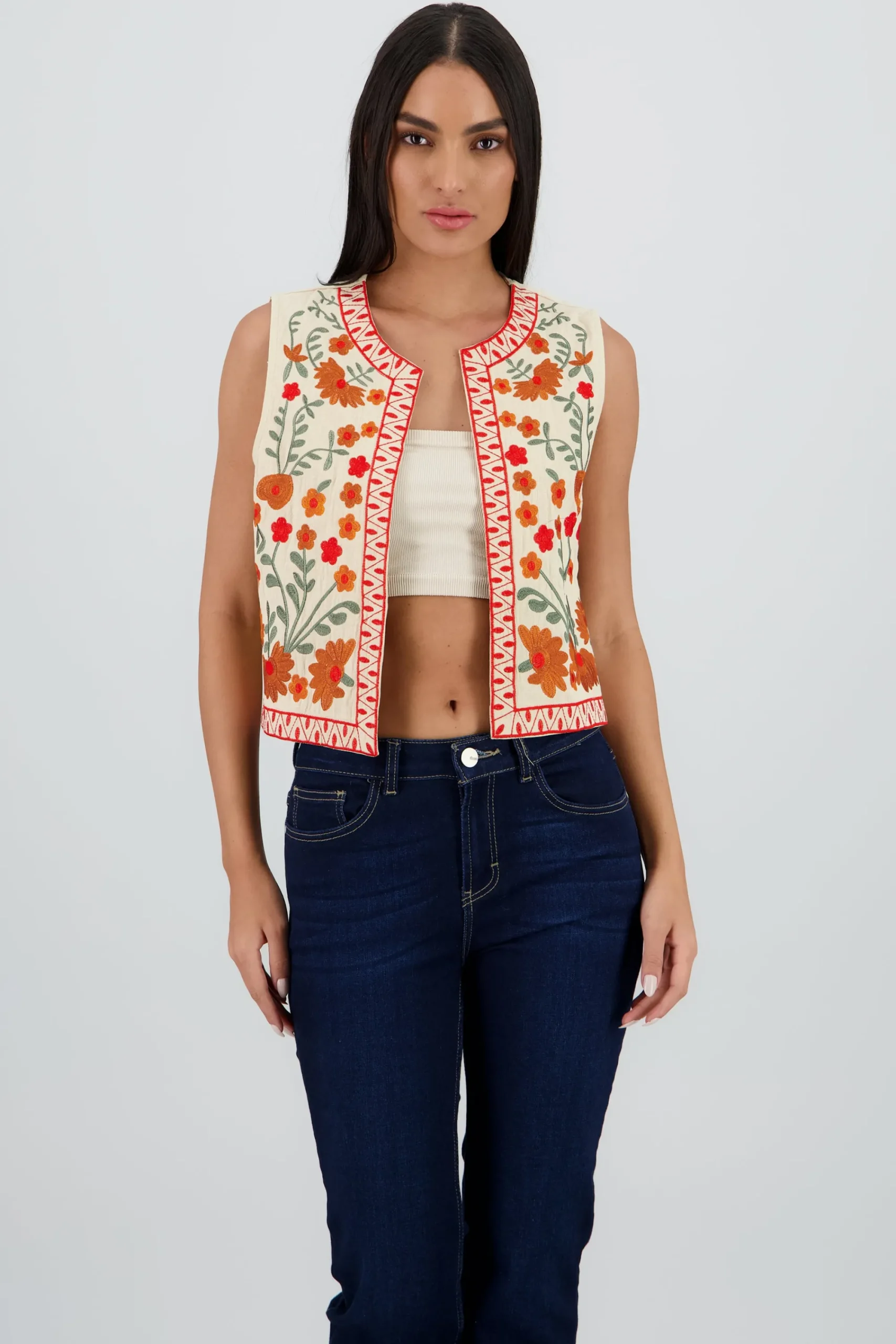 Shasa Embroidered Floral Vest