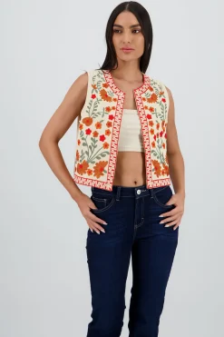 Shasa Embroidered Floral Vest