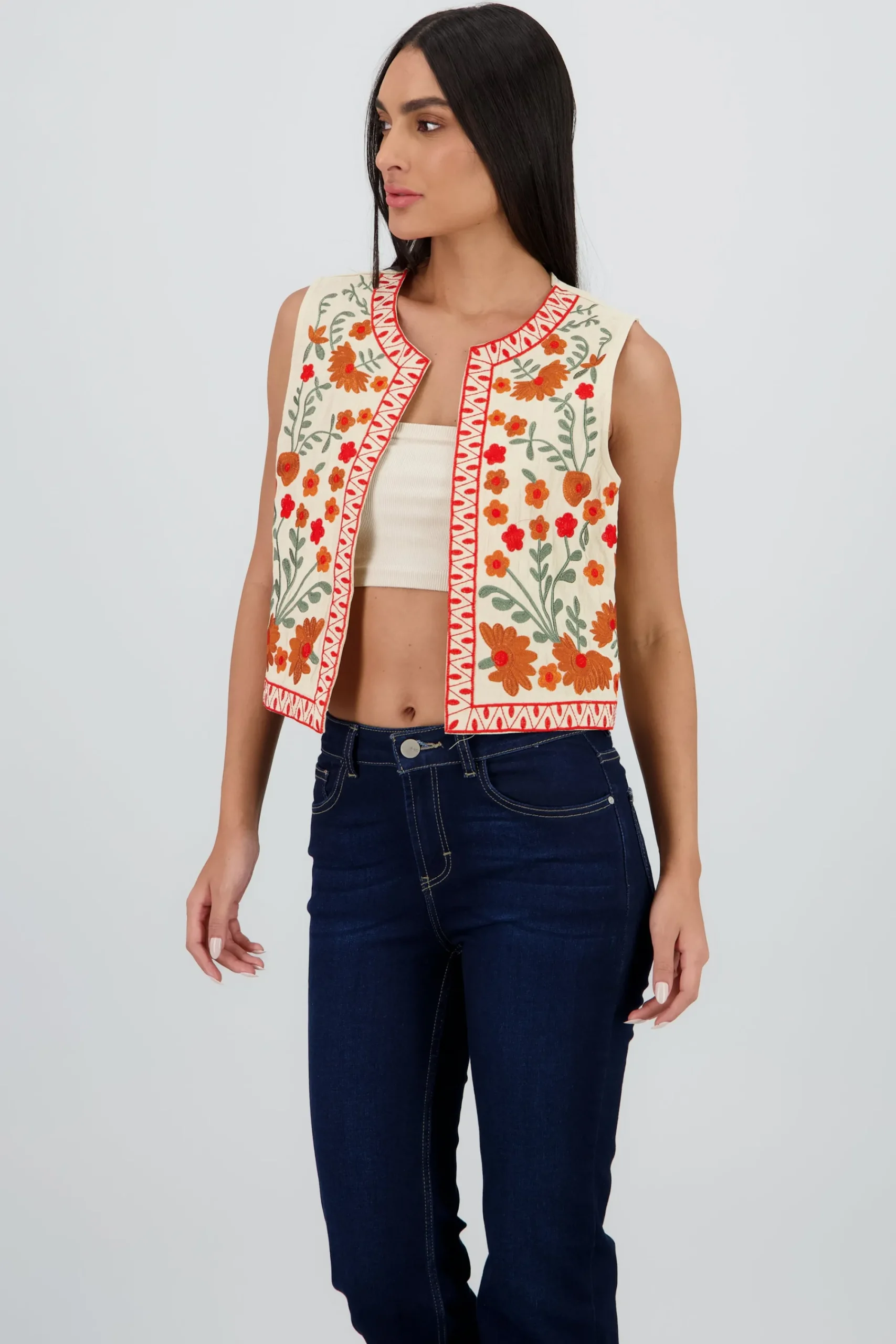 Shasa Embroidered Floral Vest
