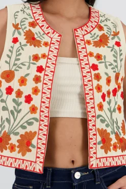Shasa Embroidered Floral Vest