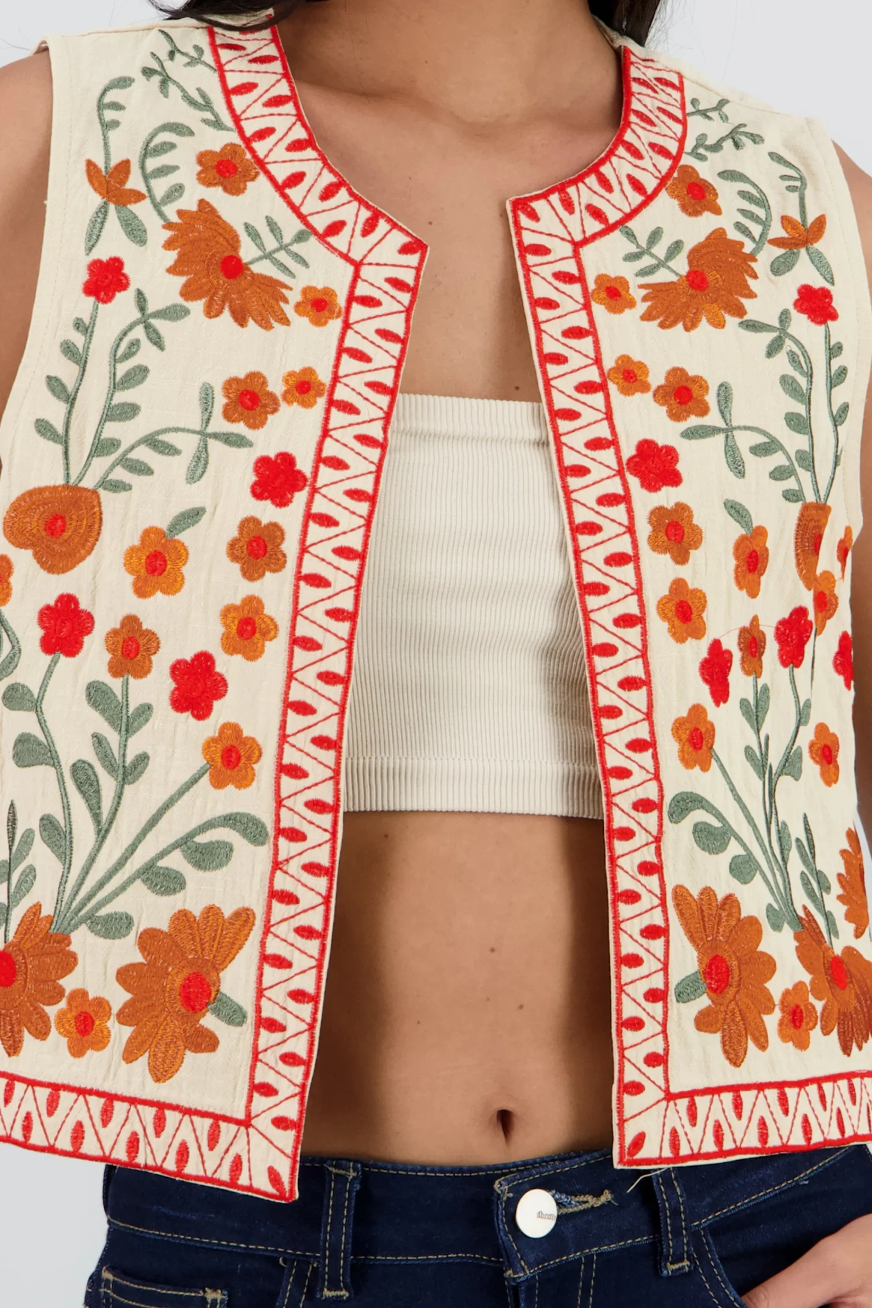 Shasa Embroidered Floral Vest