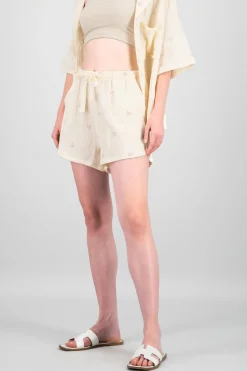 Shasa Embroidered Flowers Solid Shorts