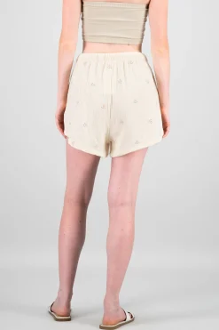 Shasa Embroidered Flowers Solid Shorts