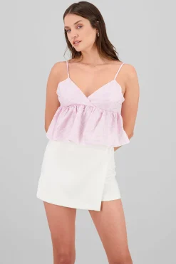 Shasa Embroidered Flowers Striped Top