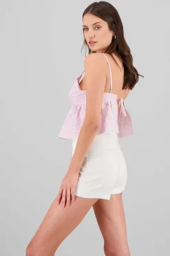 Shasa Embroidered Flowers Striped Top