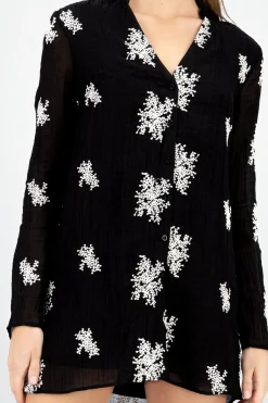 Shasa Embroidered Long Sleeve Mini Dress