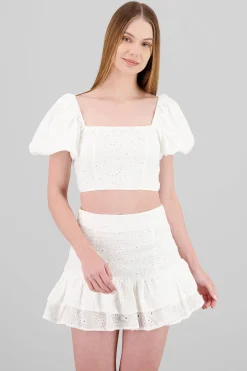 Shasa Embroidered Puff Sleeve Blouse