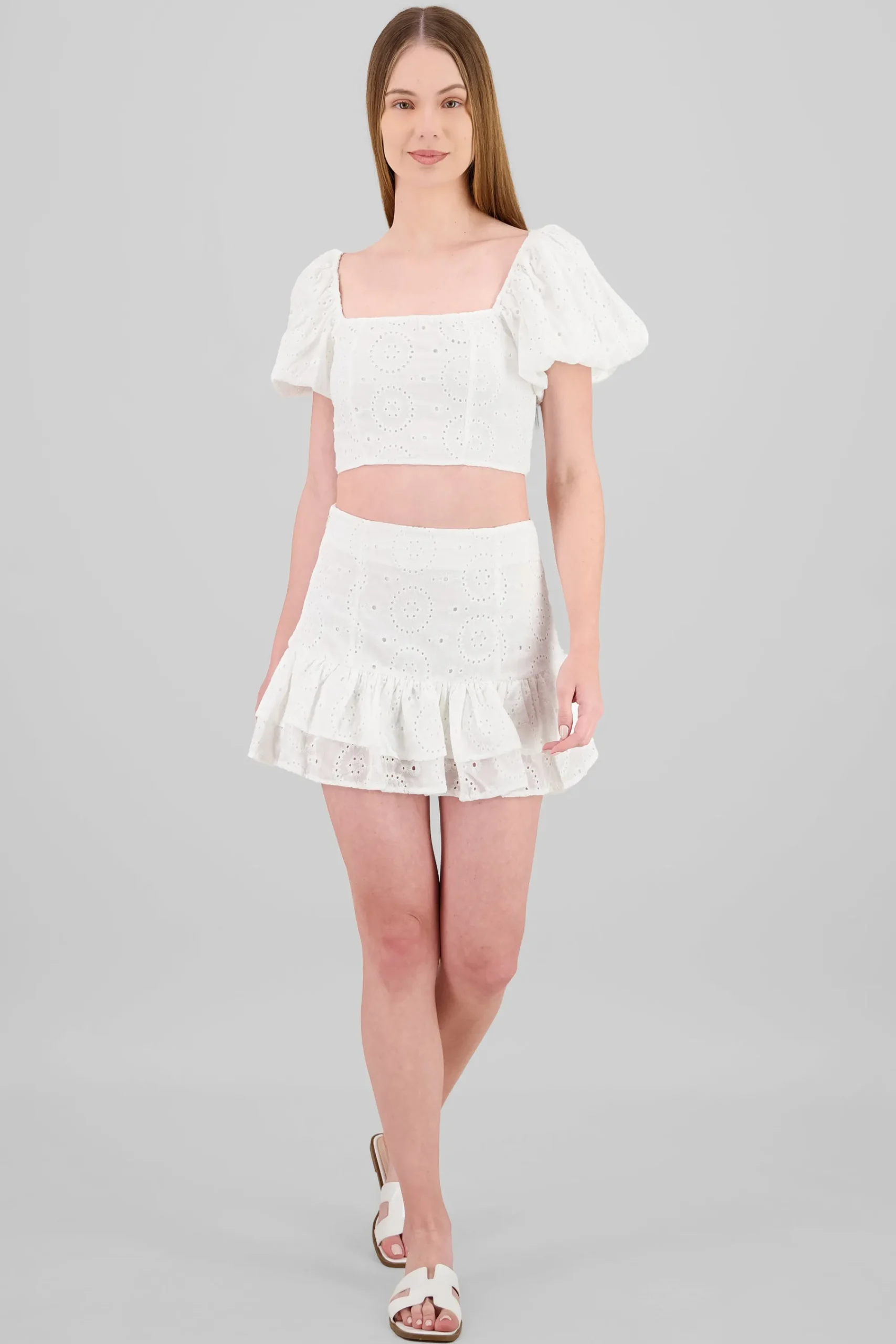 Shasa Embroidered Ruffle Skirt